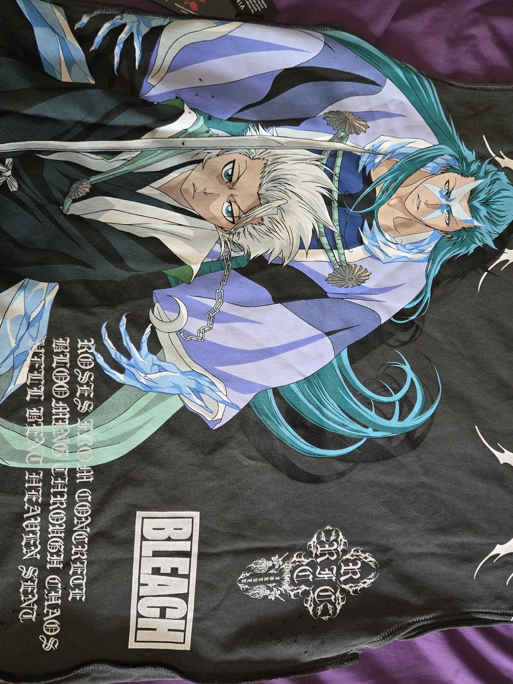 Bleach Graphic Short Sleeve Tee - Black with Teal & Purple Artwork
